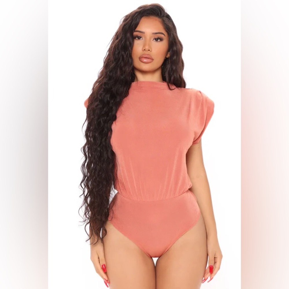 Fashion Nova Impress You Shoulder Pad Bodysuit - Rust